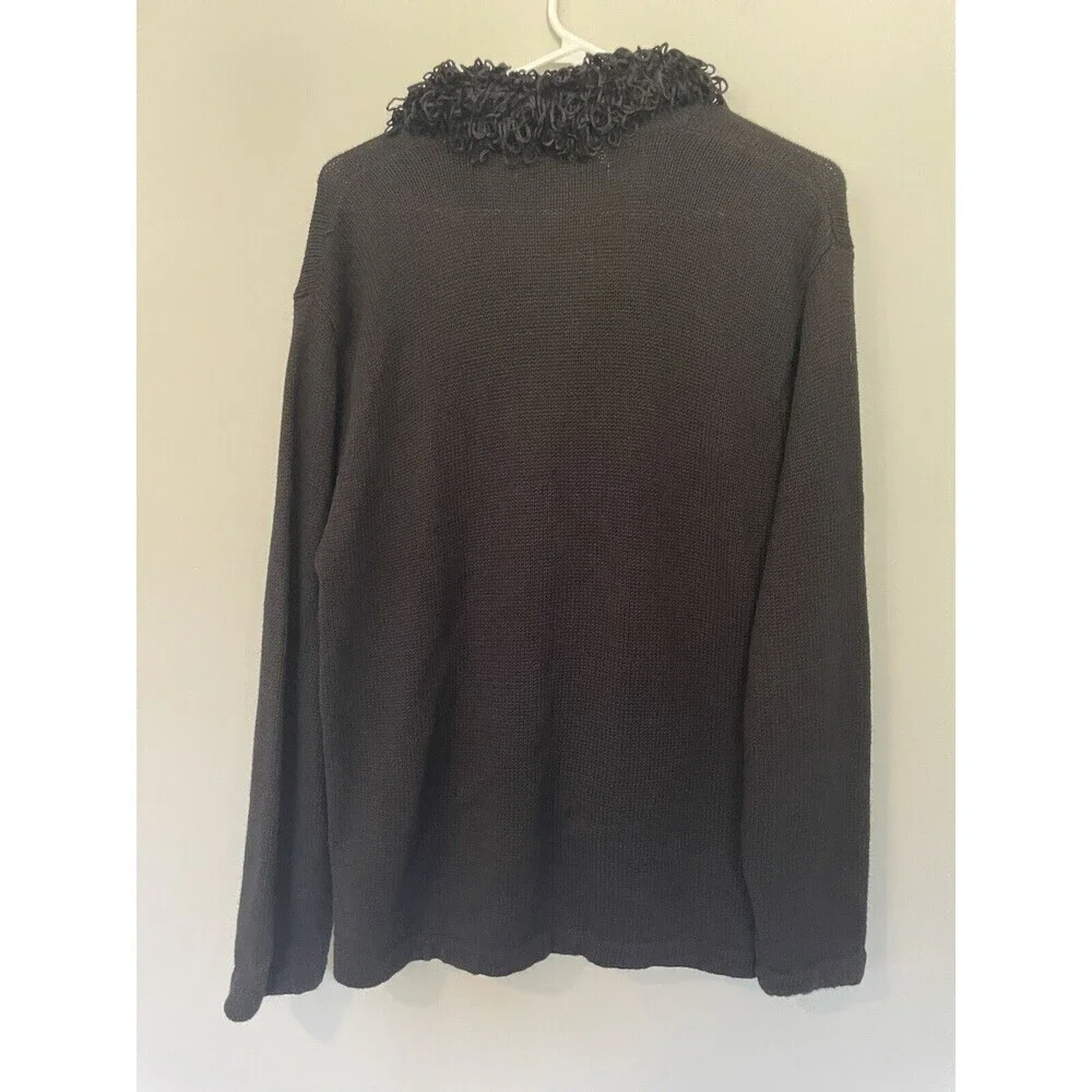 Vintage Victoria Harbour Winter Mittens Cardigan Sweater Black Size M Grannycore